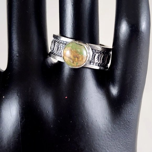 GreenTurquoise Sterling Ring Sz 9.5 Signed DC - Picture 1 of 10